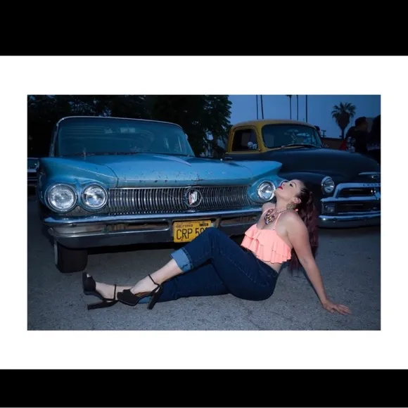 Restock LG orange ruffle bikini halter top - Image 2