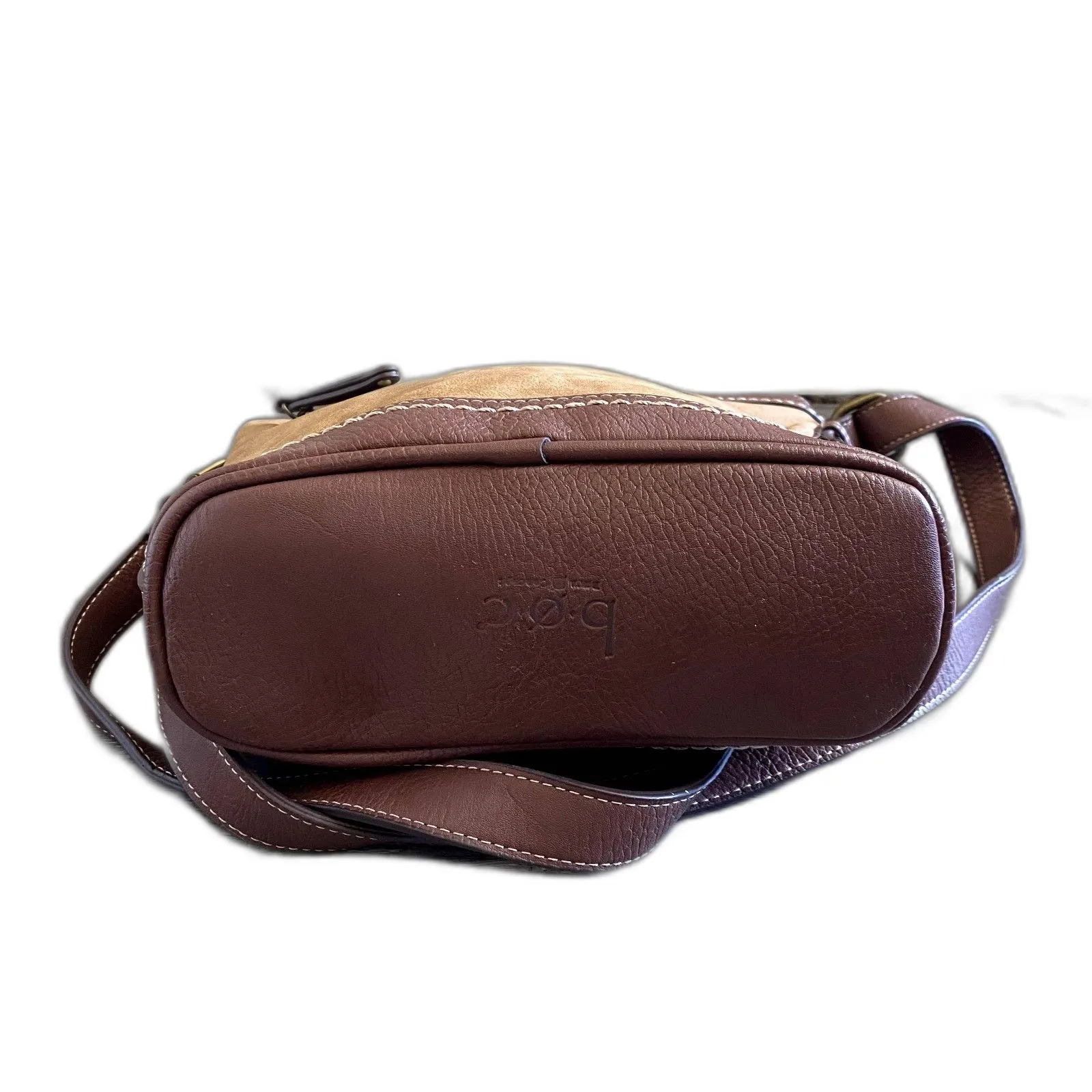 B.O.C. Vegan Faux Leather Shoulder Bag Color Block Neutral Earthy Classic Brown - Image 3