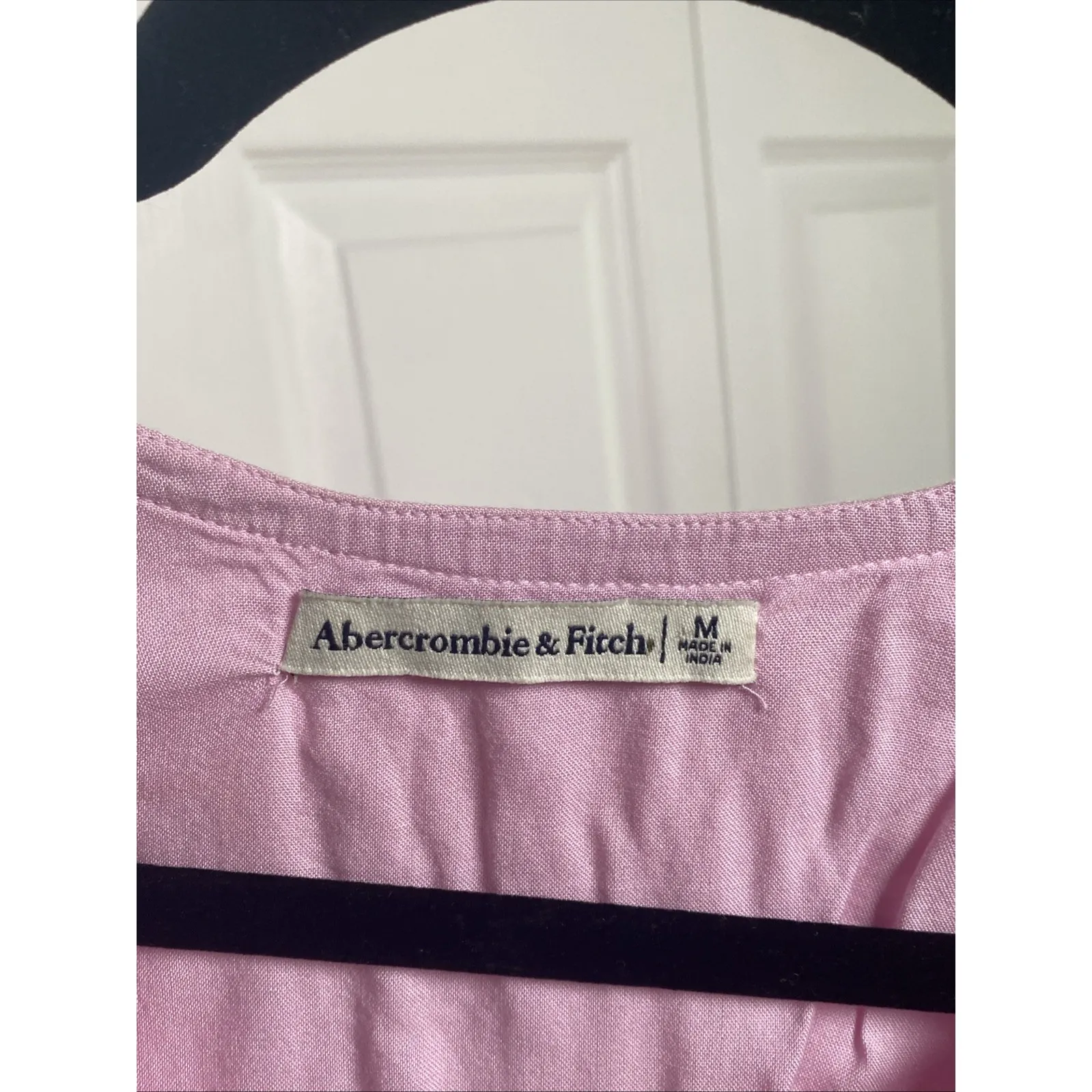 Abercrombie Fitch Womens Medium Pink Linen Blend Crop Top Tie Front - Image 5