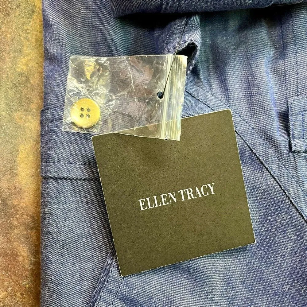 NWT Ellen Tracy Denim Zip Up Cap Sleeve Mini Dress 10 - Image 13