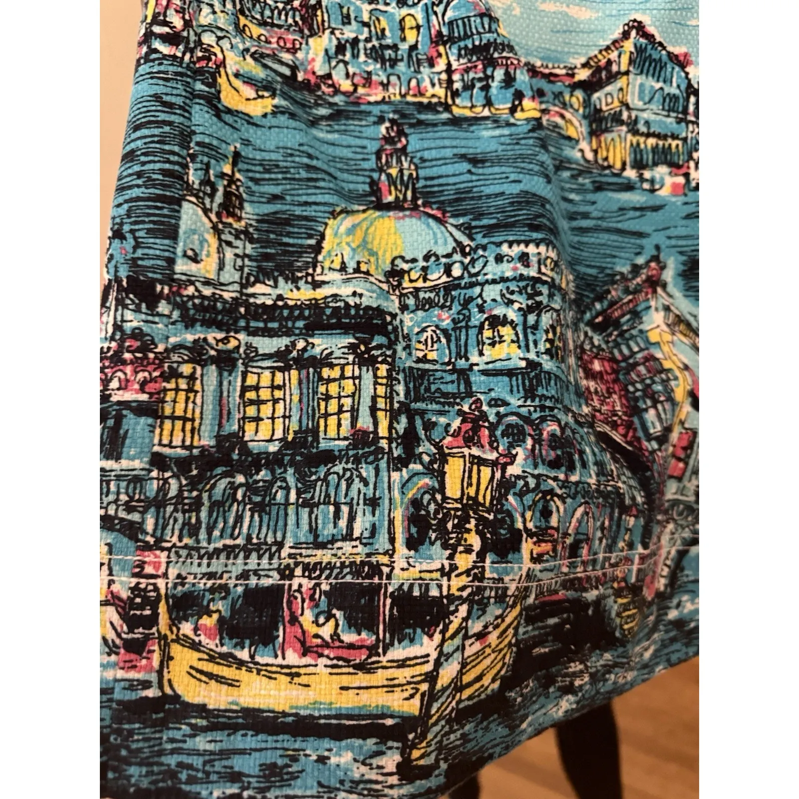 Talbots Women’s Pencil Skirt Venice Italy‎ Canal Cityscape Scene Lined Size 4 - Image 6