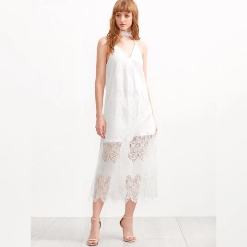 ✨HP✨White Lace Overlay Slit Side Cami Dress✨ White Size M - Image 3