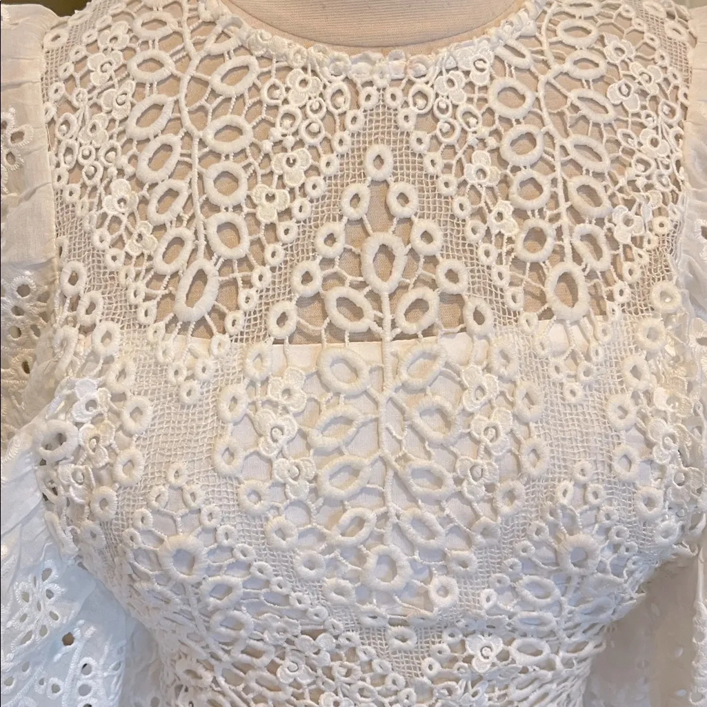 White Lace Eyelet Romantic Side Ties Top Size undefined - Image 4
