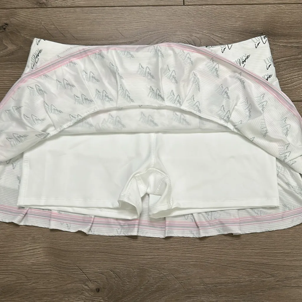Lucky In Love 13” Layered Pleated Tennis Skirt Skort‎ White Pink Size XL - Image 4