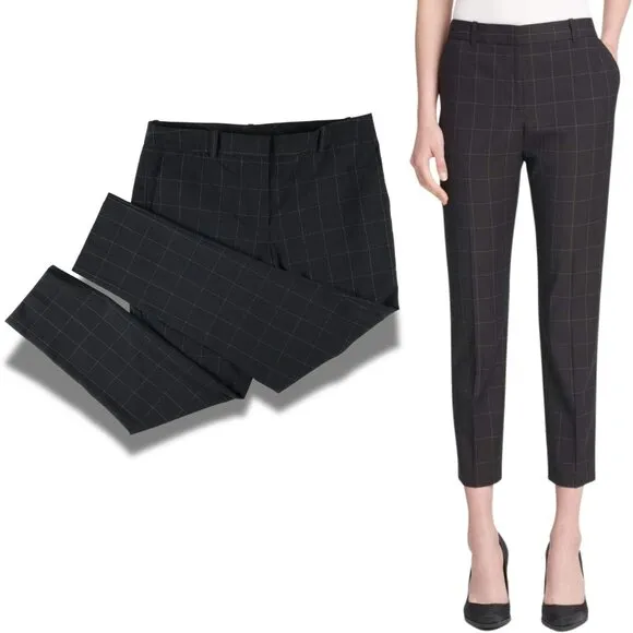 DKNY Women's Size 4 Black Windowpane Dress Pants - Image 2