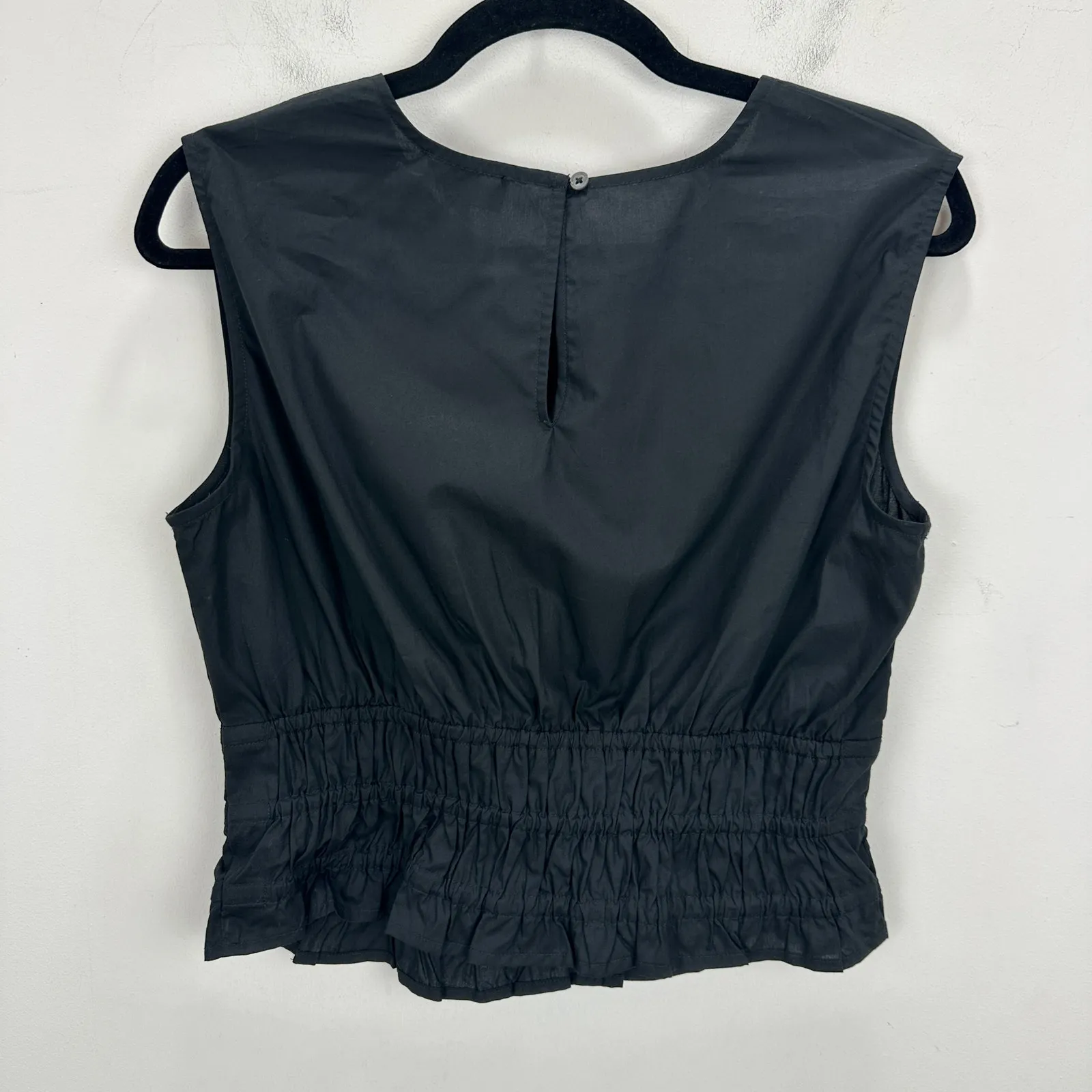 J.Crew Hyacinth Top Cotton Poplin Smocked Cinched Waist Classic Black Small NWT - Image 8