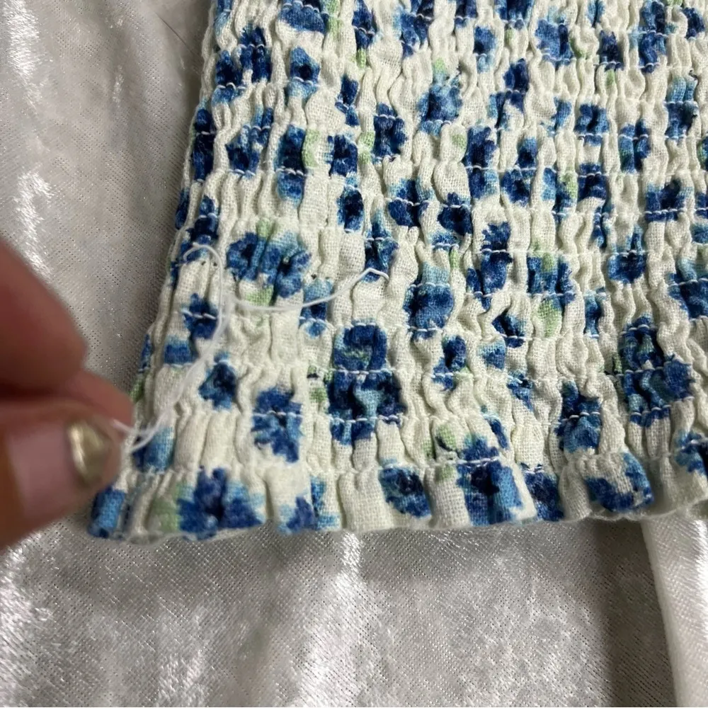 NWT Juniors Floral-Print 2 piece skirt short set Size XL linen blend smocked top - Image 13