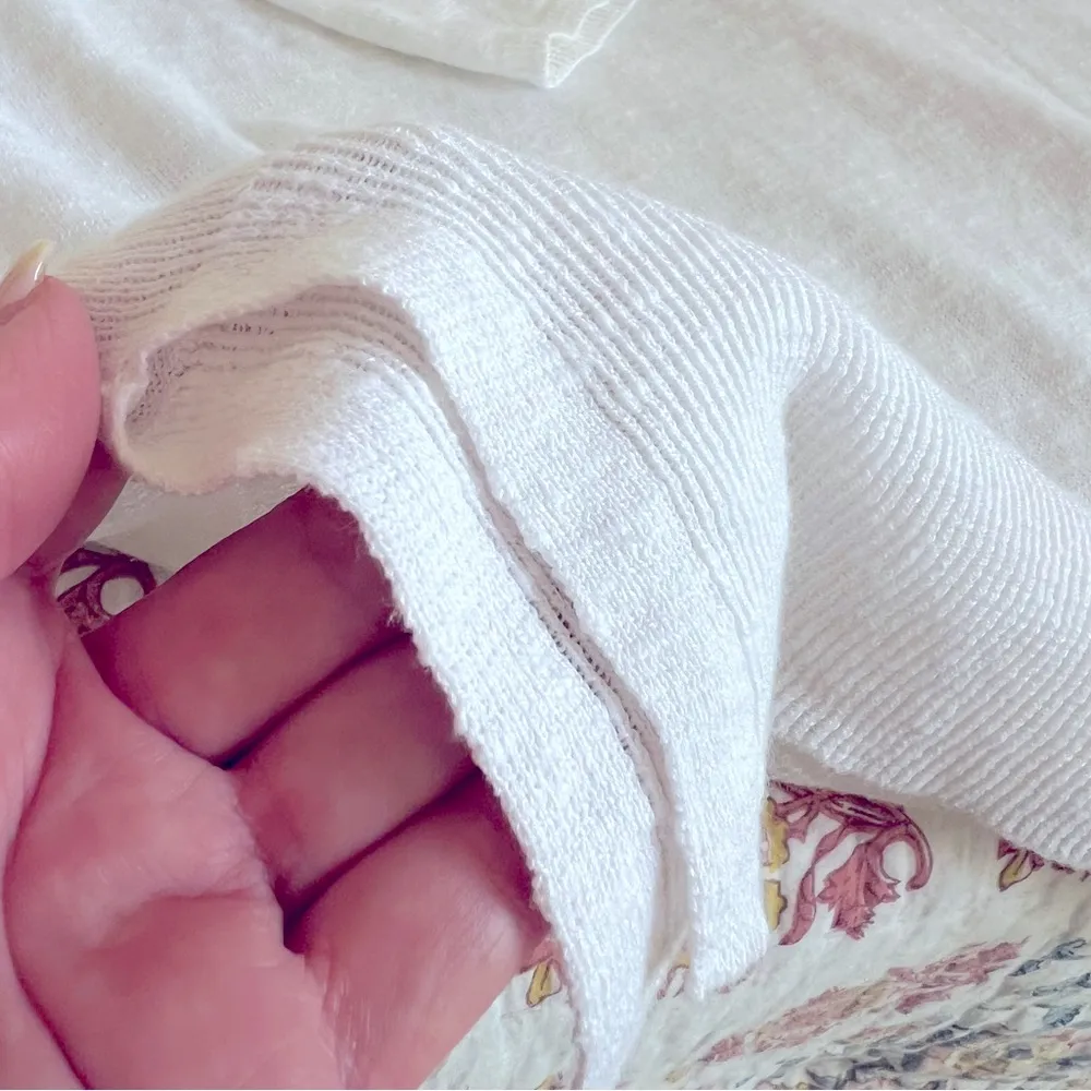 Organic Linen Cotton Slub Deep V-neck Tunic Sweater with Hood - Image 2