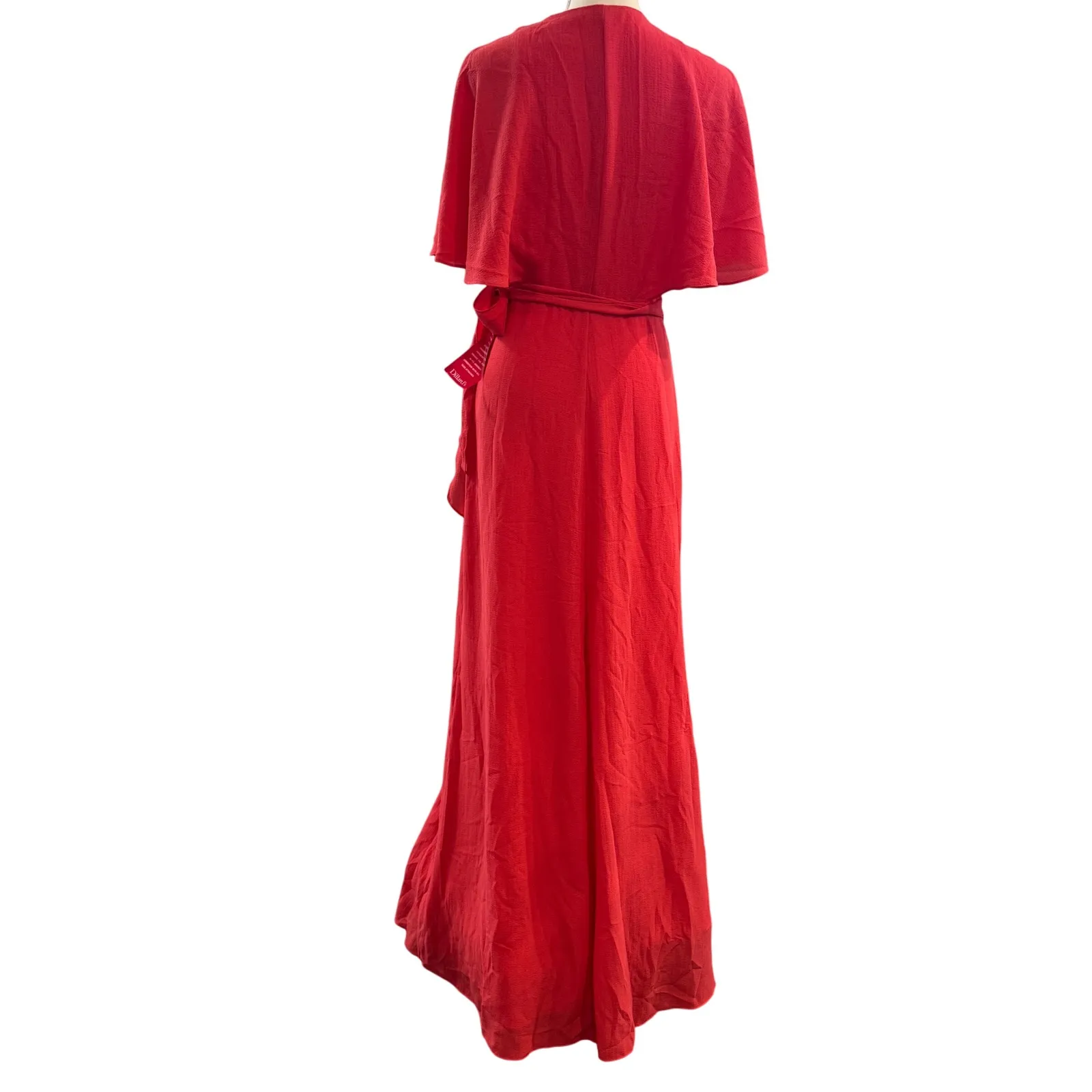 Halston Poppy Red Salmon Wrap Maxi Dress Size M Elegant Wedding Guest Bridesmaid - Image 3
