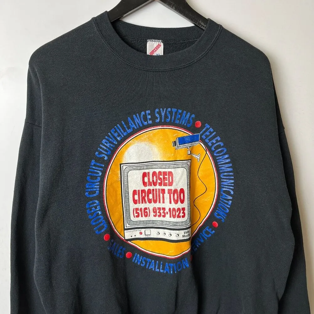 Vintage Closed Circuit System Graphic Jerzees Crewneck Sweatshirt L Unisex Fit - Image 10