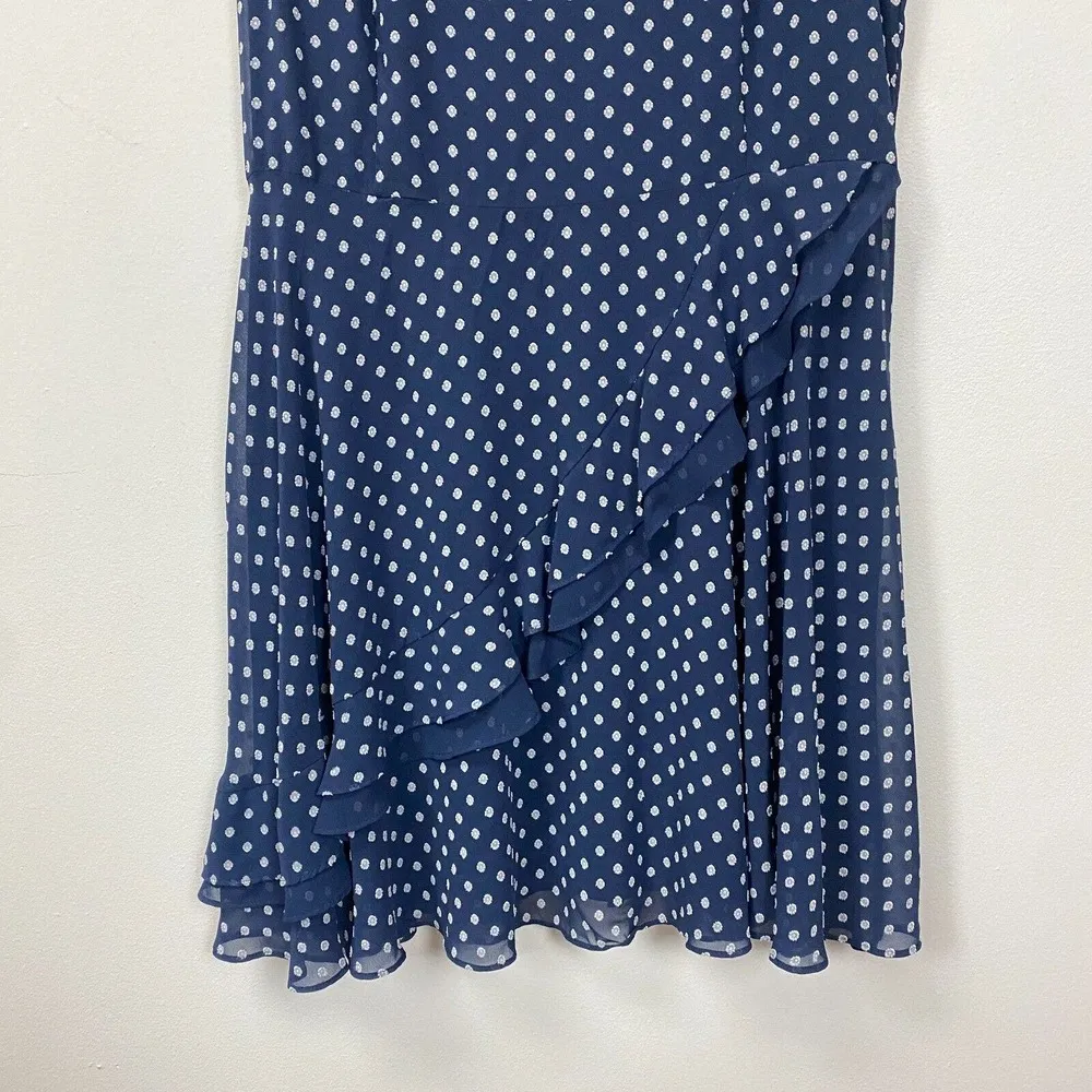 Maison Jules Women's XXL Blue Shadow Dot Sleeveless Asymetric Cut Front Dress - Image 3