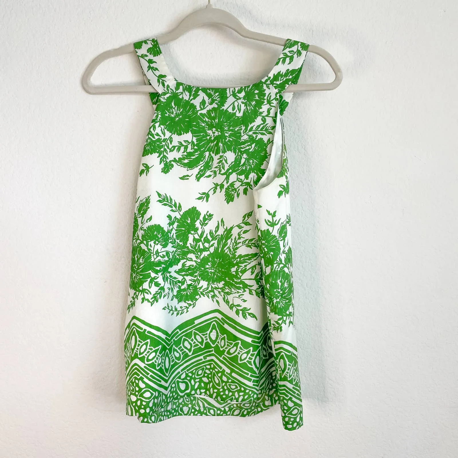 TIBI Green White Floral Silk Tank Top - Image 6