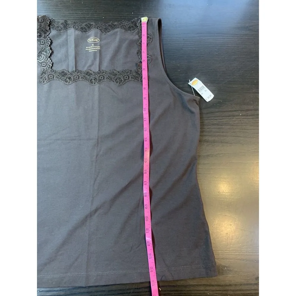 NWT Talbots Lace Tank Womens XL Brown Square Neck‎ Sleeveless Stretch Preppy - Image 10