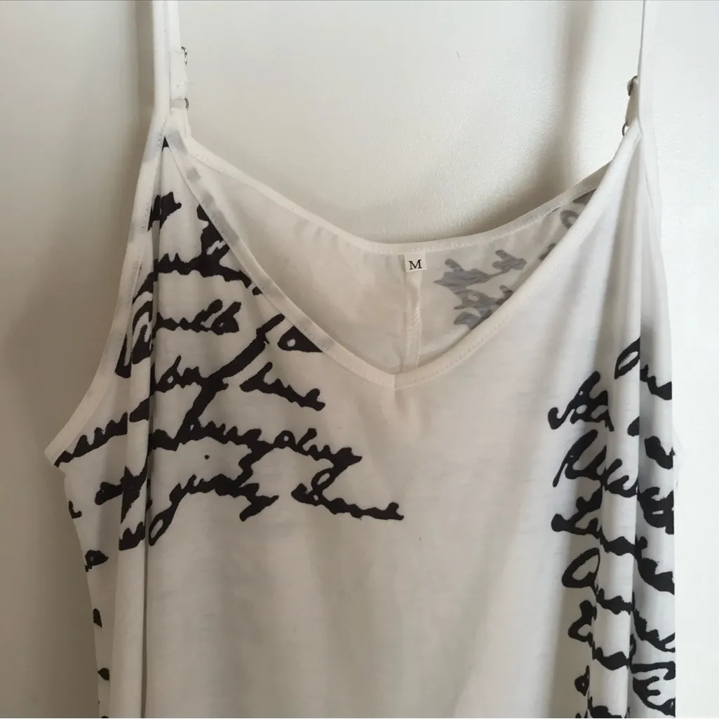 SWIMSUIT COVER UP MIDI with FRENCH PRINT WITH ADJUSTABLE STRAPS SZ MED White - Image 2