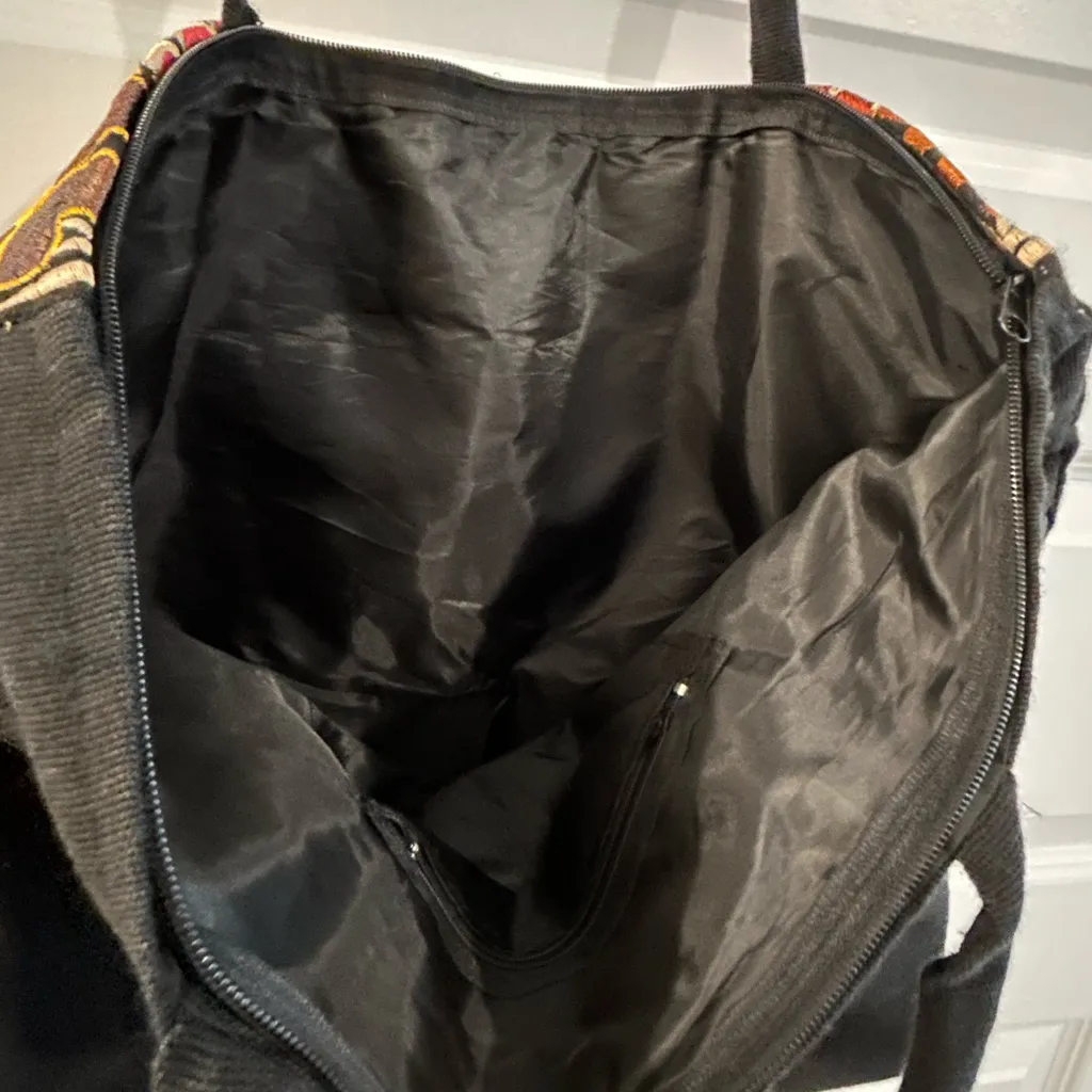 Embroidered Tote Bag Black Pink Brown - Image 8