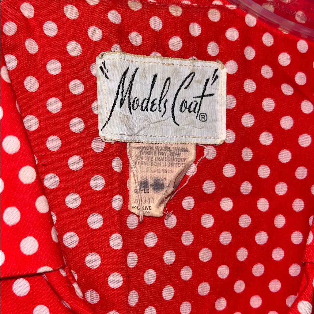 Vintage 70s Models Coat Polka Dot House Dress Robe Mumu Size L - Image 4