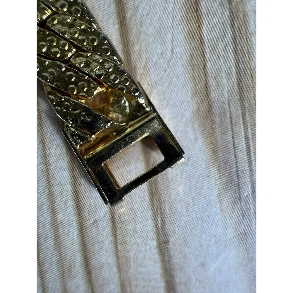 EUC Fancy Textured Diamond Cut Herringbone Gold Plated Bracelet 7" - Image 6