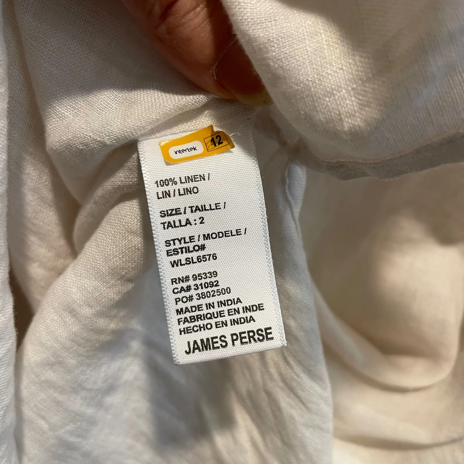 James Perse Linen Tunic Dress Style WLSL6576 Off White Size 2 Medium
NWT - Image 6