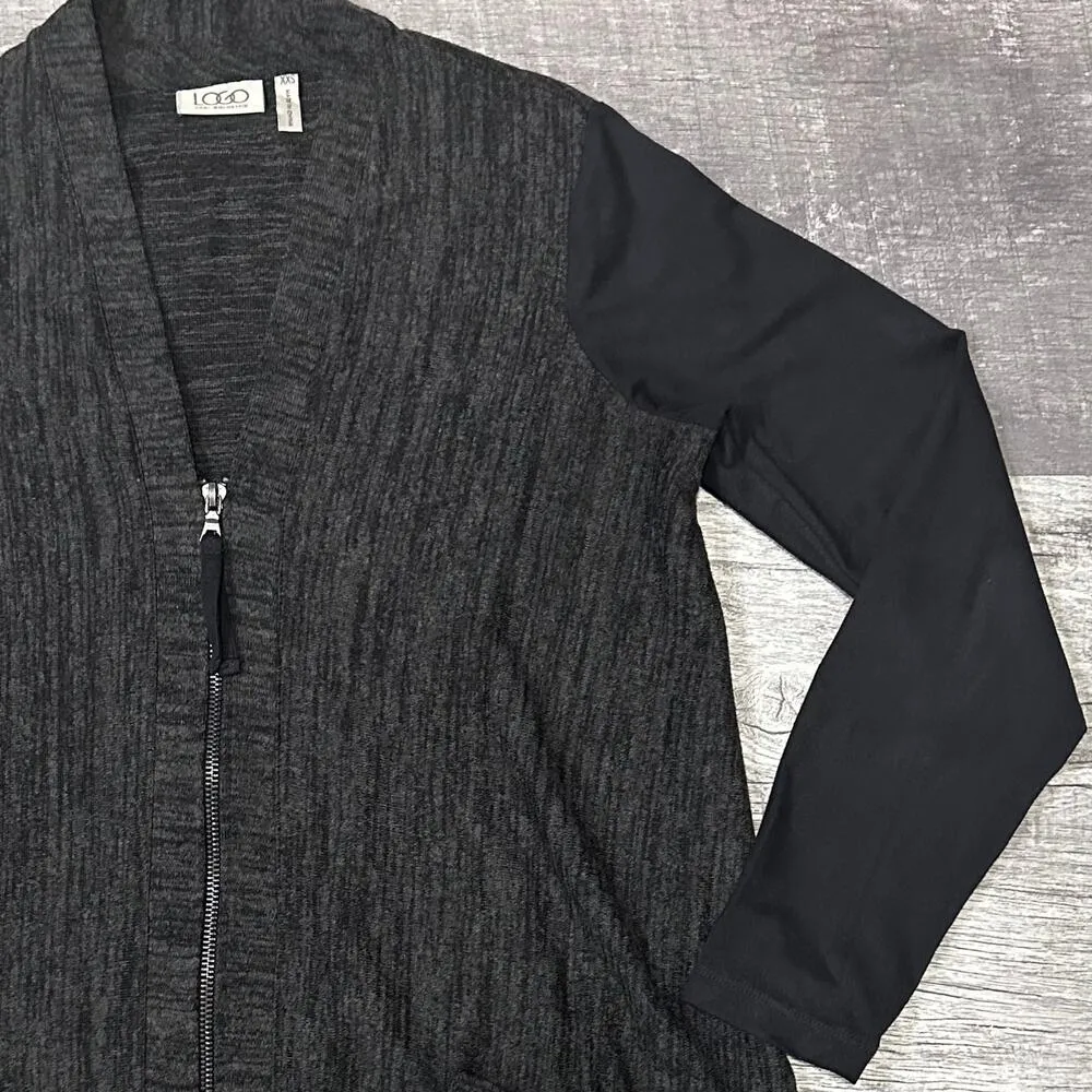 LOGO Lori Goldstein Zip Front Asymmetrical Knit Cardigan Womens XS / S Lagenlook - Image 2