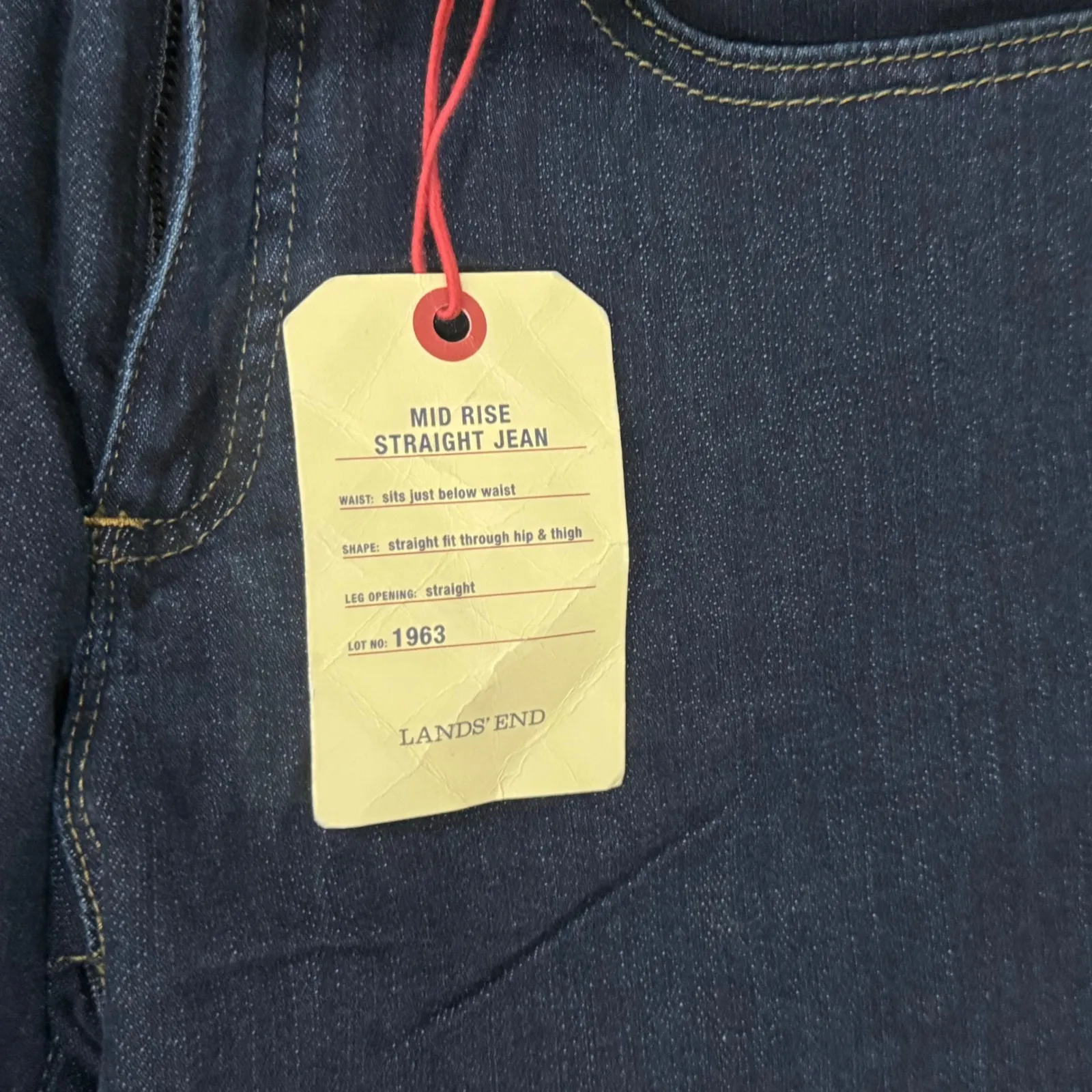 Lands End Womens Mid Rise Straight Leg Dark Wash Denim Jeans Size 2 Blue - Image 4