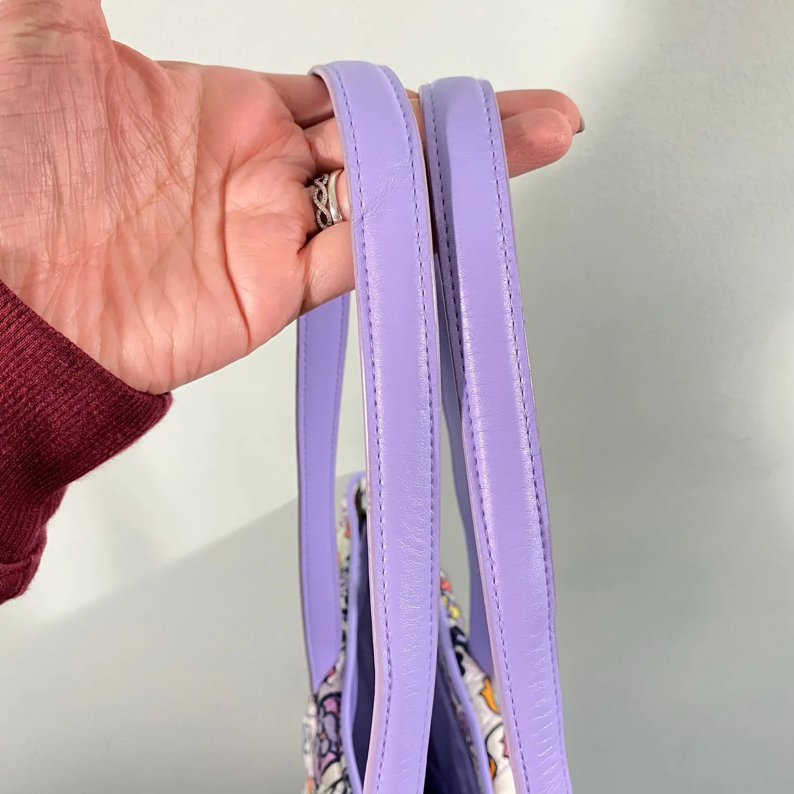 Vera Bradley Lilac Purple Maddalena Paisley Print Trimmed Vera Tote Bag - Image 5