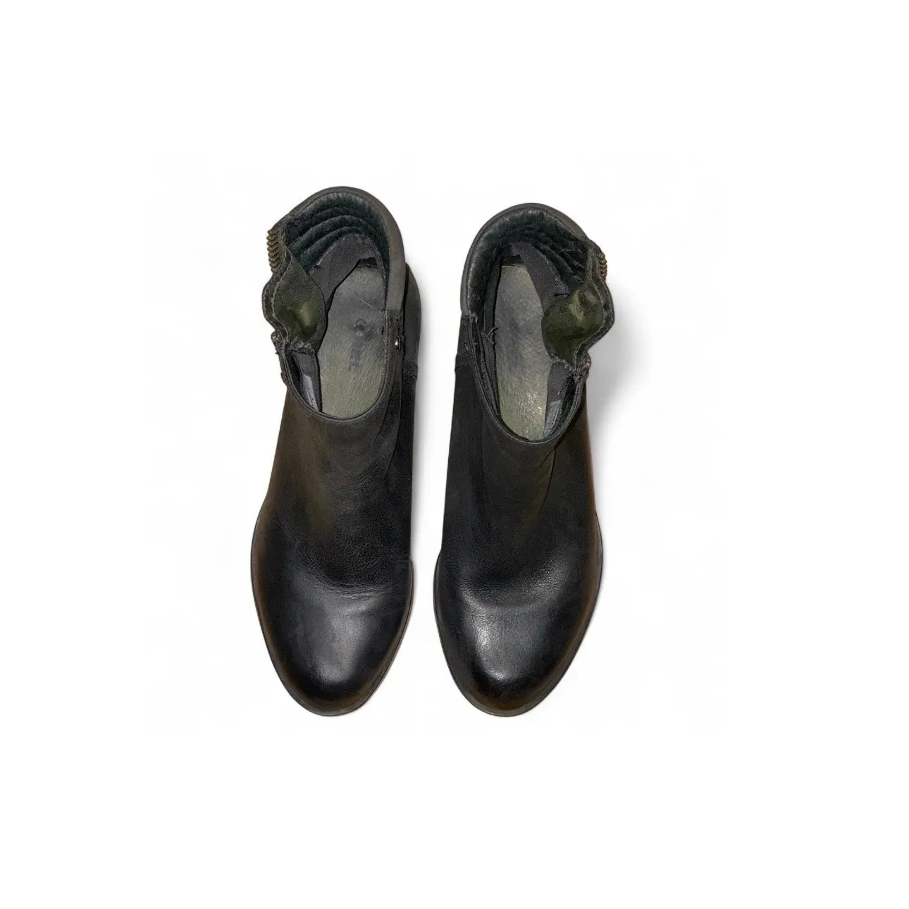 Sorel Black Leather Ankle Boots Women's Size 7 Zipper‎ Moto Booties - Image 2