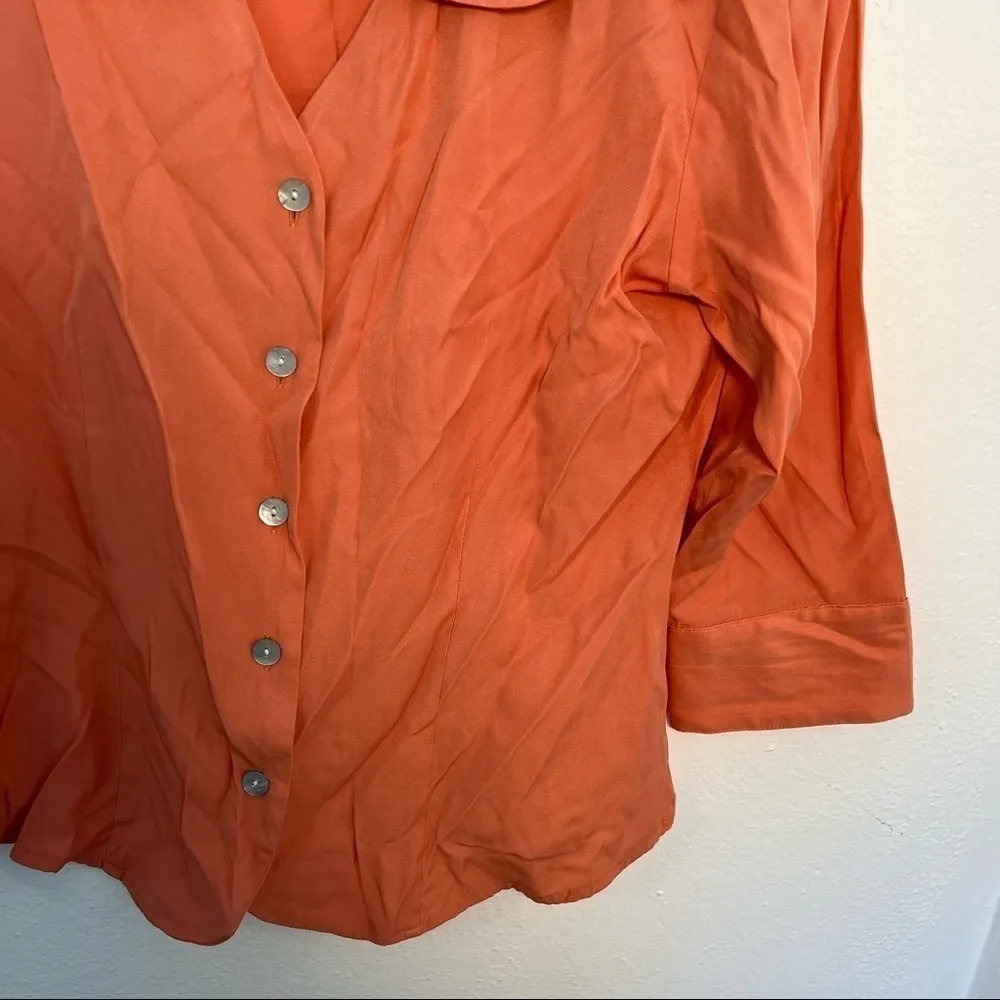 Dress Barn Button Down Blouse Peach Orange - Image 5