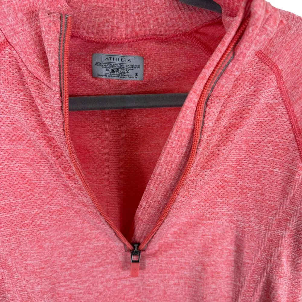 Athleta Pink Coral Salmon Mock Neck Lightweight 1/4 Zip Stretchy Pullover Size S - Image 4