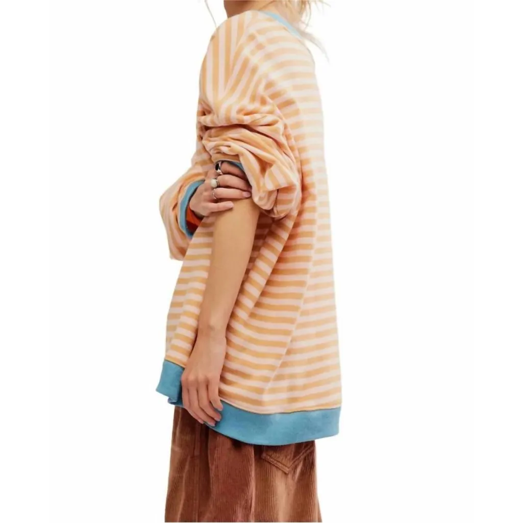 NWOT Free People We The Free Women’s Classic Striped Crew Latte Combo Sz L - Image 3