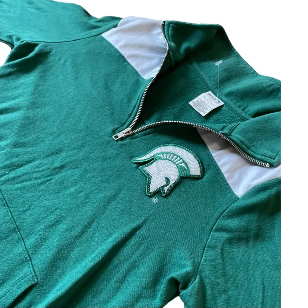 Pink Michigan State Spartans Green Quarter-Zip Pullover Women's Size Small - Image 3