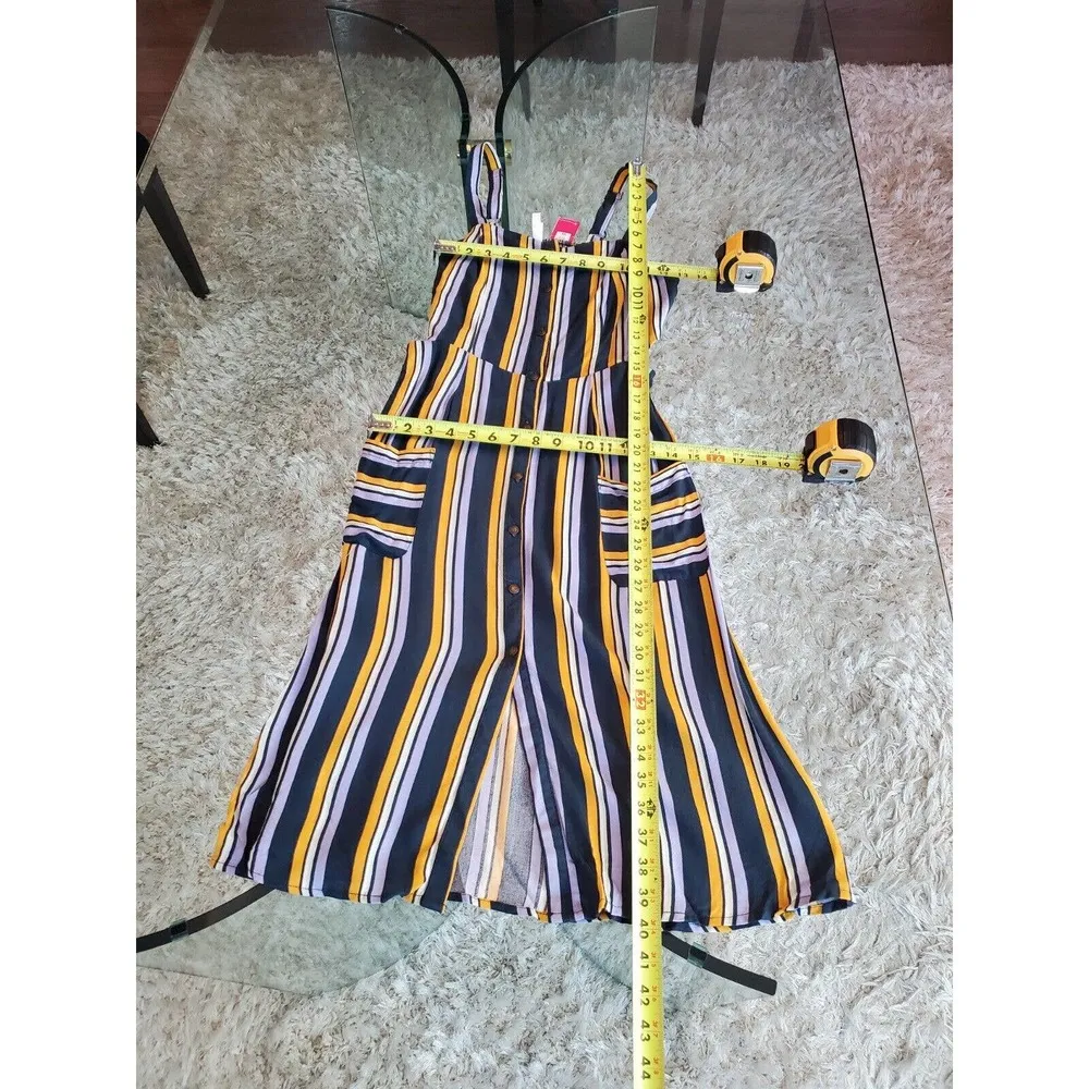 Xhilaration Women Multicolor Stripe 100% Rayon Button Front Knee Length Dress XS - Image 8