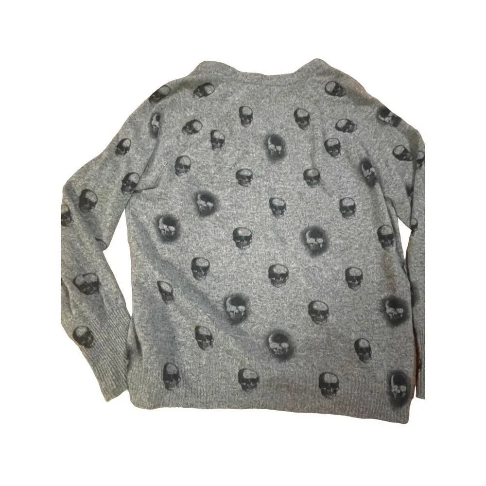 M360 Cashmere Skull Cashmere Riley Skull-Print Gray Cashmere Sweater size… - Image 3