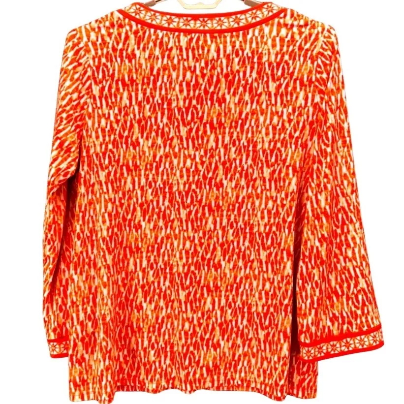 Michael Kors Womens Tunic Blouse Size 2X Orange Sunset Beach Mimosa Travel Vacay - Image 2