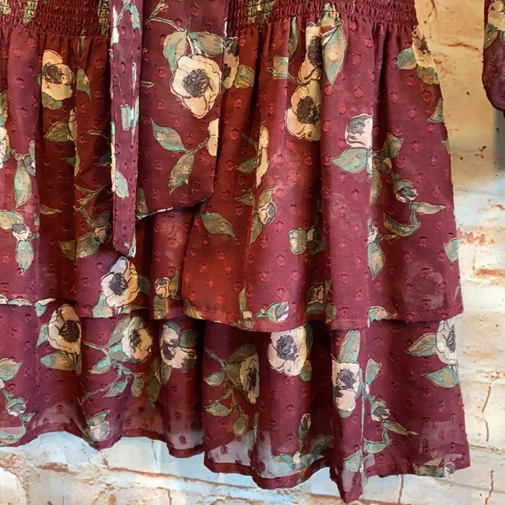 Moon River long sleeve mini dress XS floral - Image 4