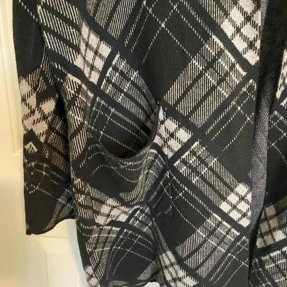 NWT | Oliver O‎ women’s twill plaid patterned open front jacket — XL Black - Image 6