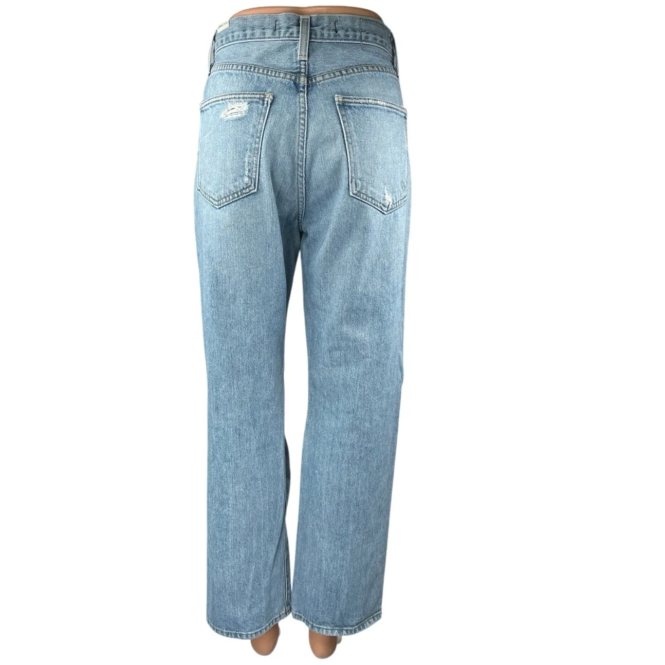 Lovers and Friends Asher Blue Distressed Boyfriend Wide Leg Denim Jeans Size 27 - Image 3