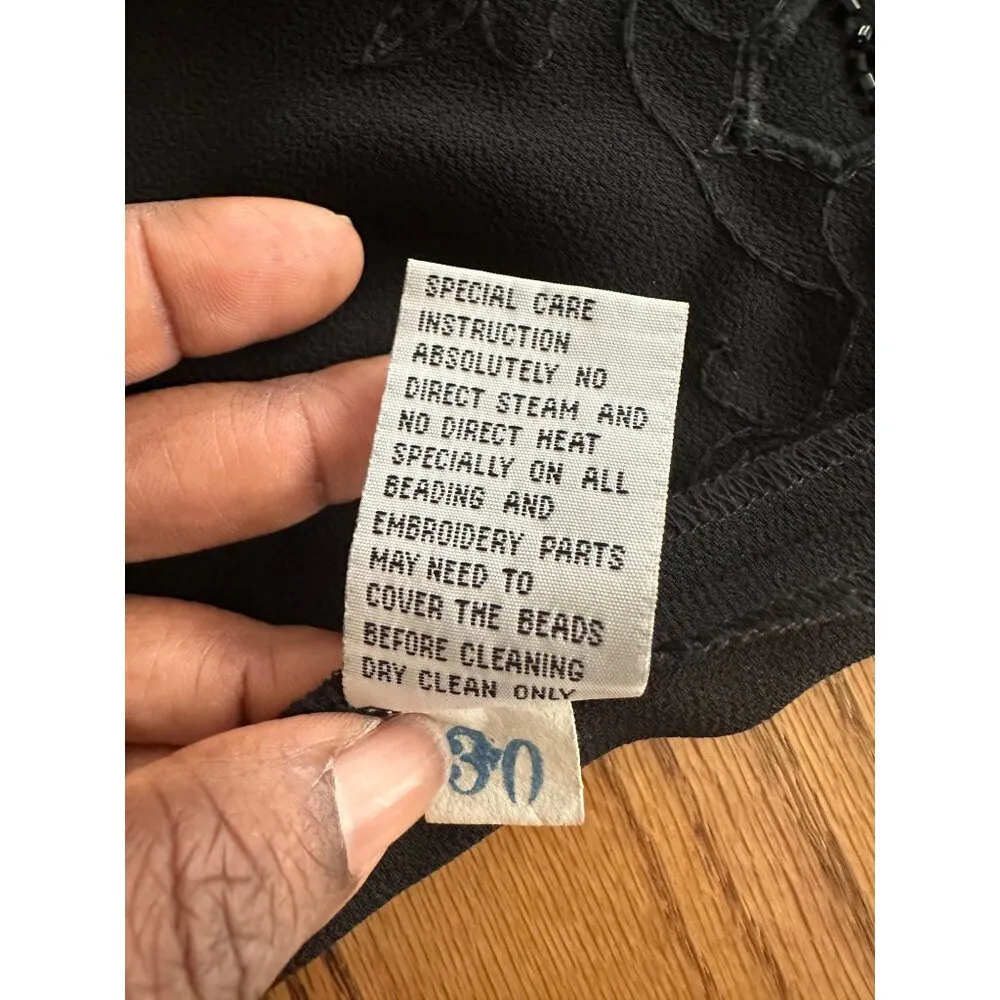 Karen Miller Sheer Beaded Jacket Shrug With Floral Design Scalloped Edges Sz 20 - Image 4