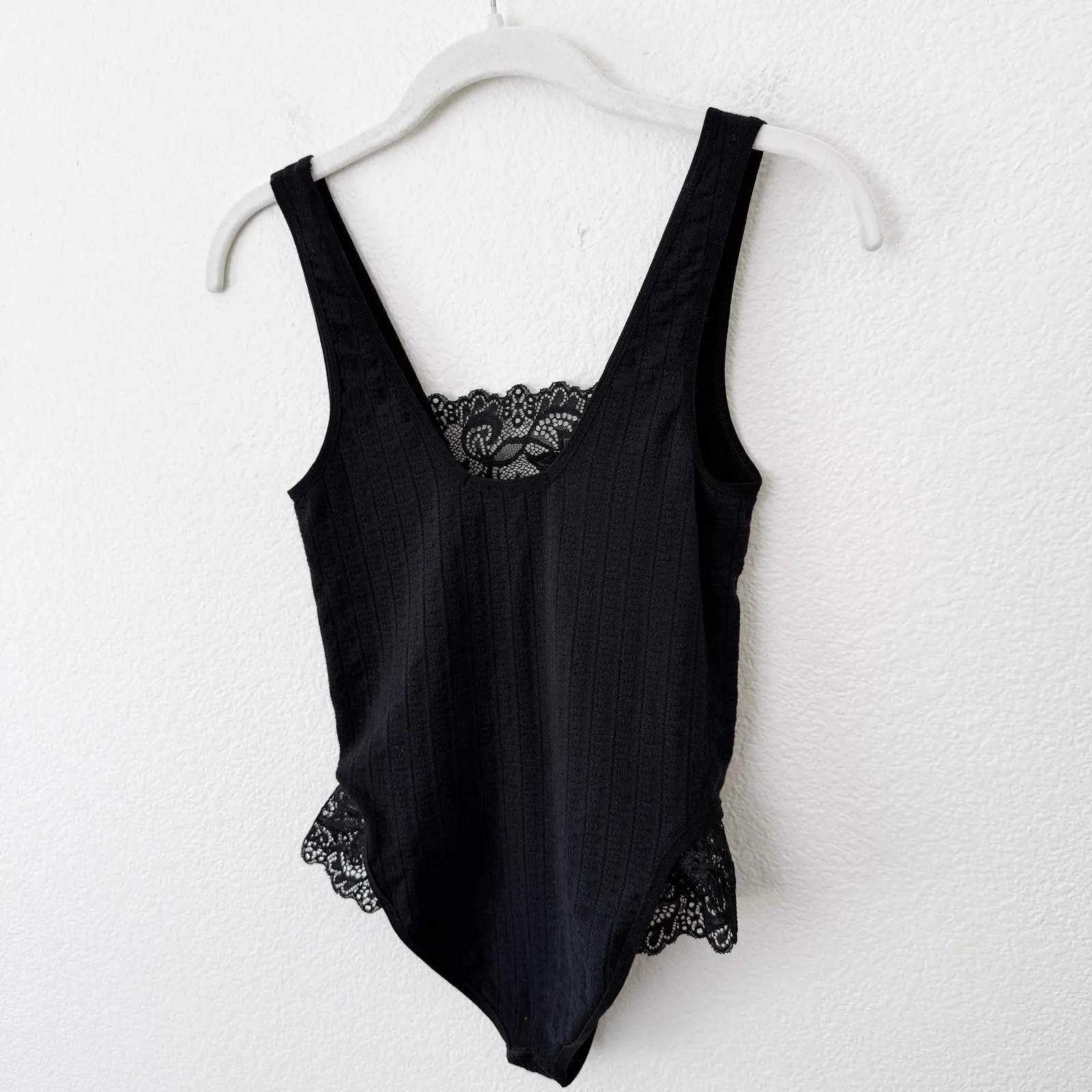 [Anthropologie] Addie Lace Trim Pointelle V-Neck Bodysuit Size S/M Small Medium - Image 10