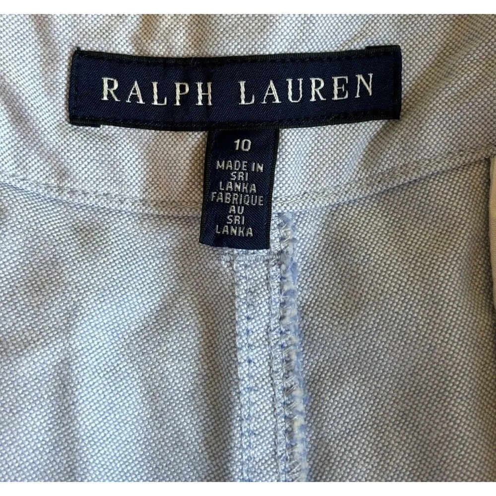 POLO Ralph Lauren Women’s Light Blue Chino Mom Shorts 100% Cotton Size 10 Golf - Image 7