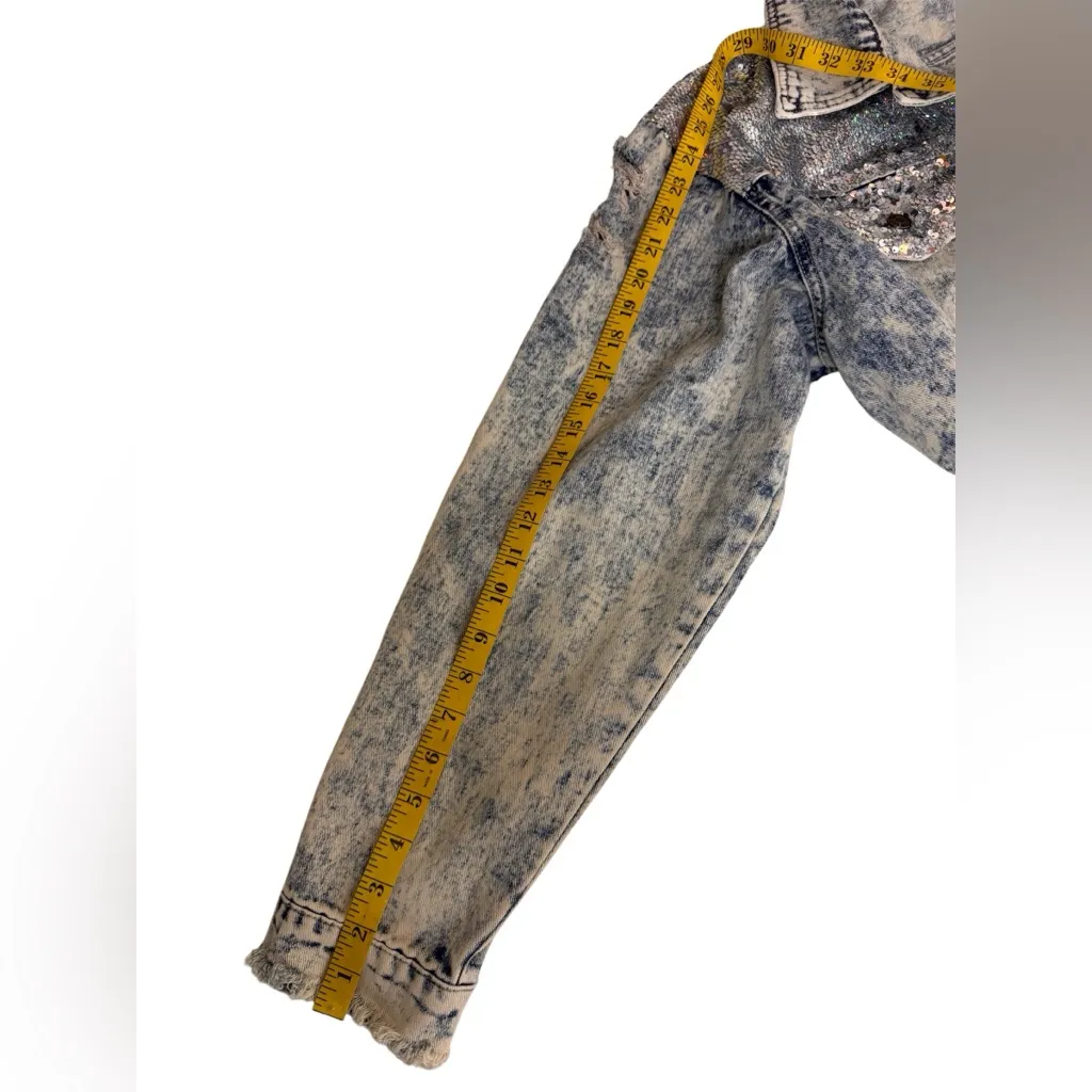 L&B Light Blue Sequined Denim Jacket Size 3X - Image 8