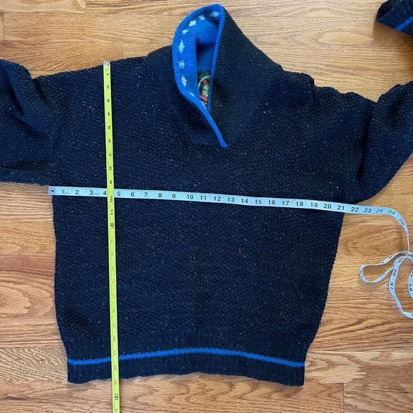 EUC Vintage Alps Sweater Pullover One Button‎ Shawl Collar women’s Med Black - Image 9