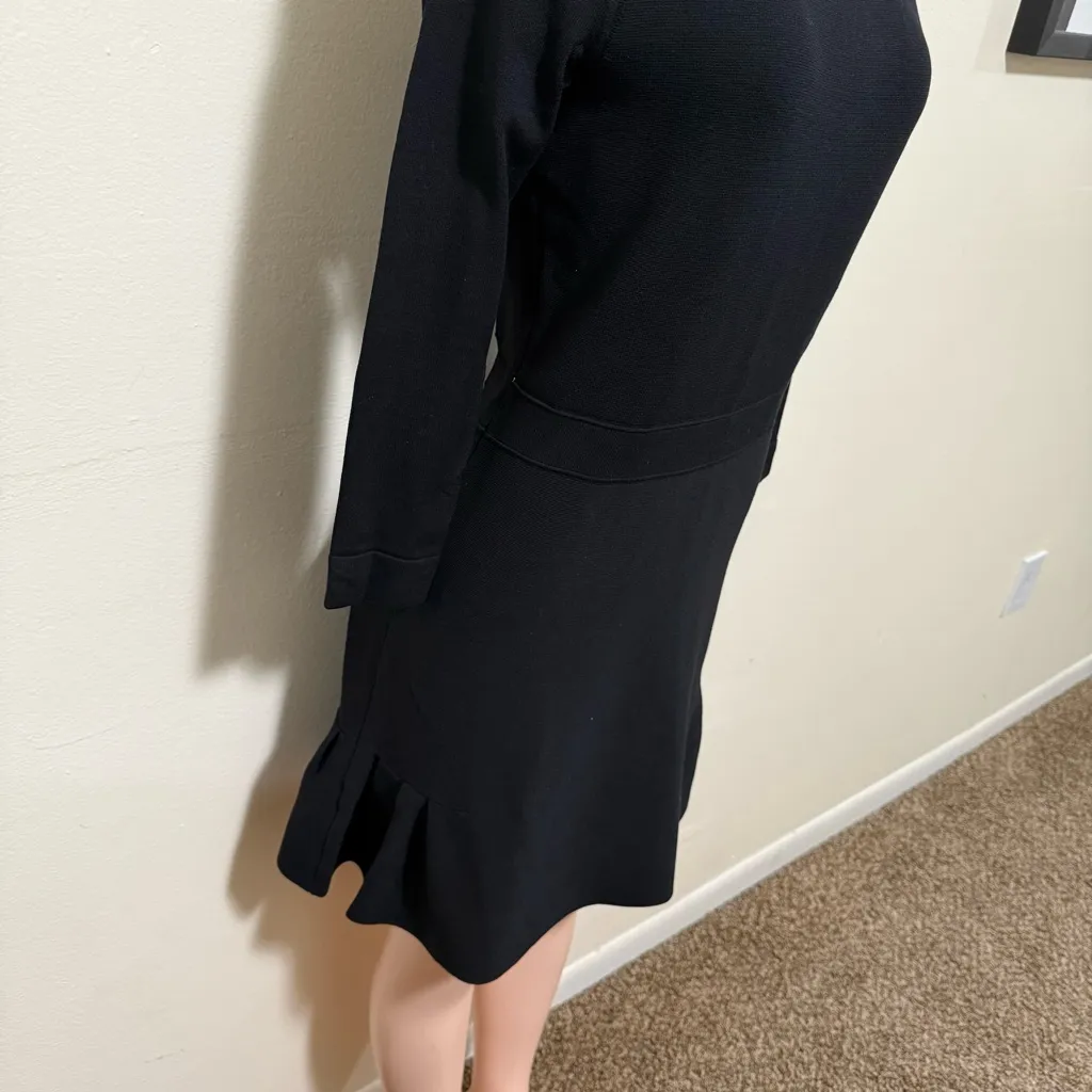 Ann Taylor black dress woman size XS long sleeve fitted thick - Image 8