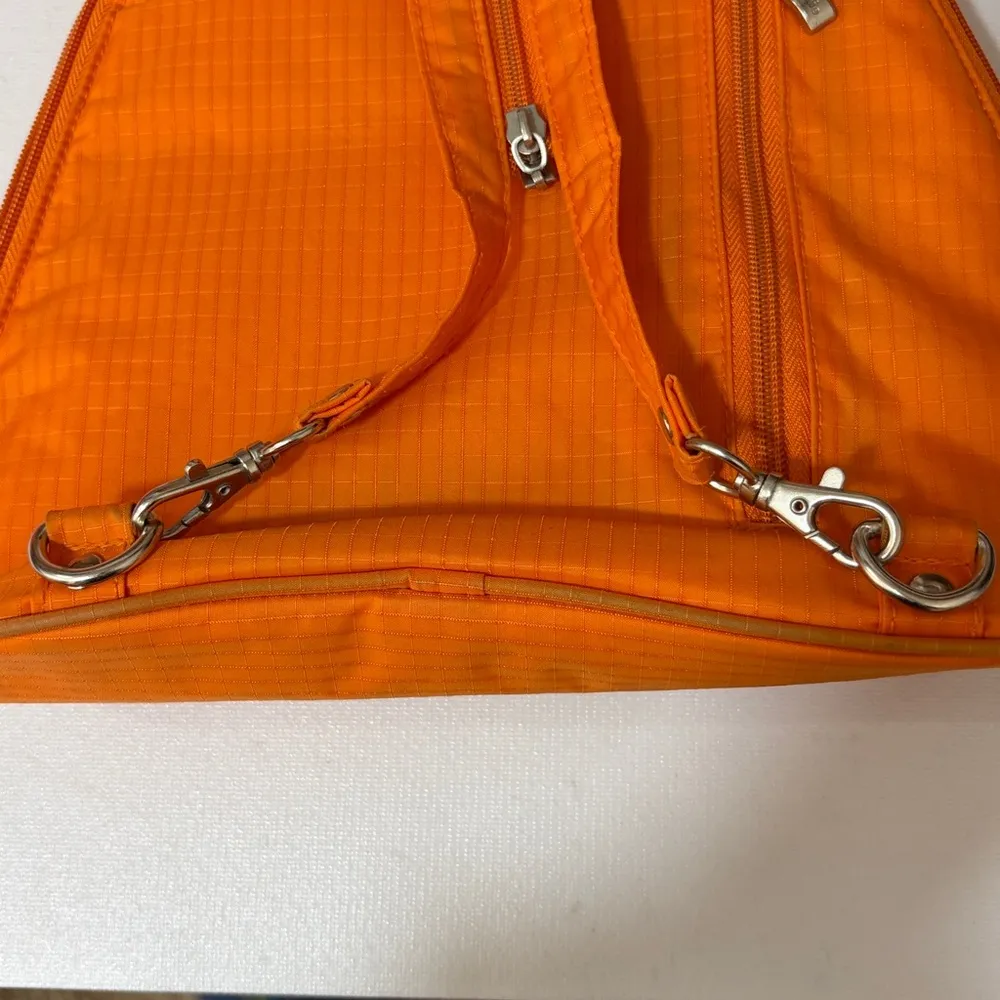 Baggallini Bright Orange Nylon Backpack Travel Convertible Organized Medium Size - Image 8