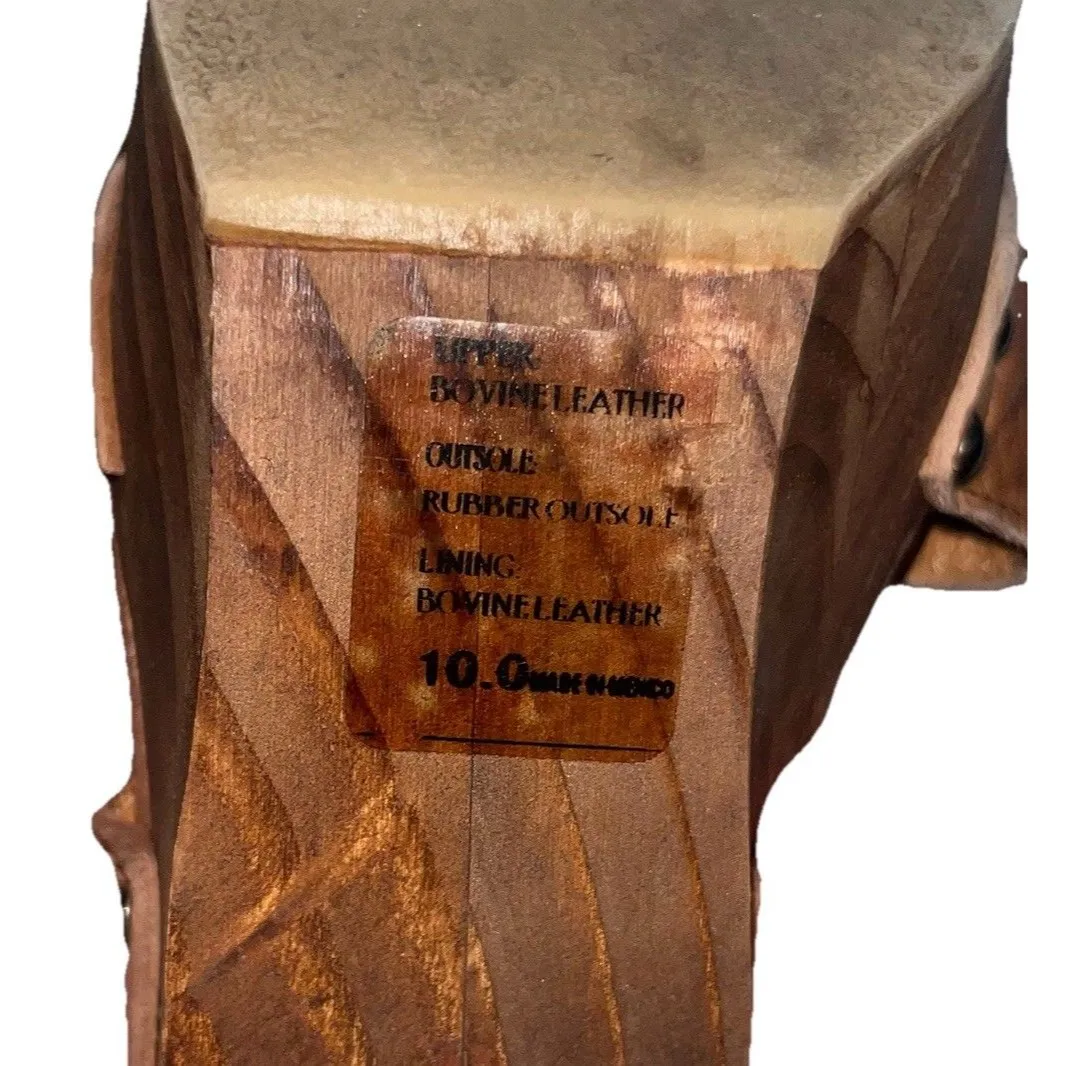 Bed Stu Melissa Sandals Tan Leather Cobbler Series Wood Heel Platform Women's 10 - Image 5