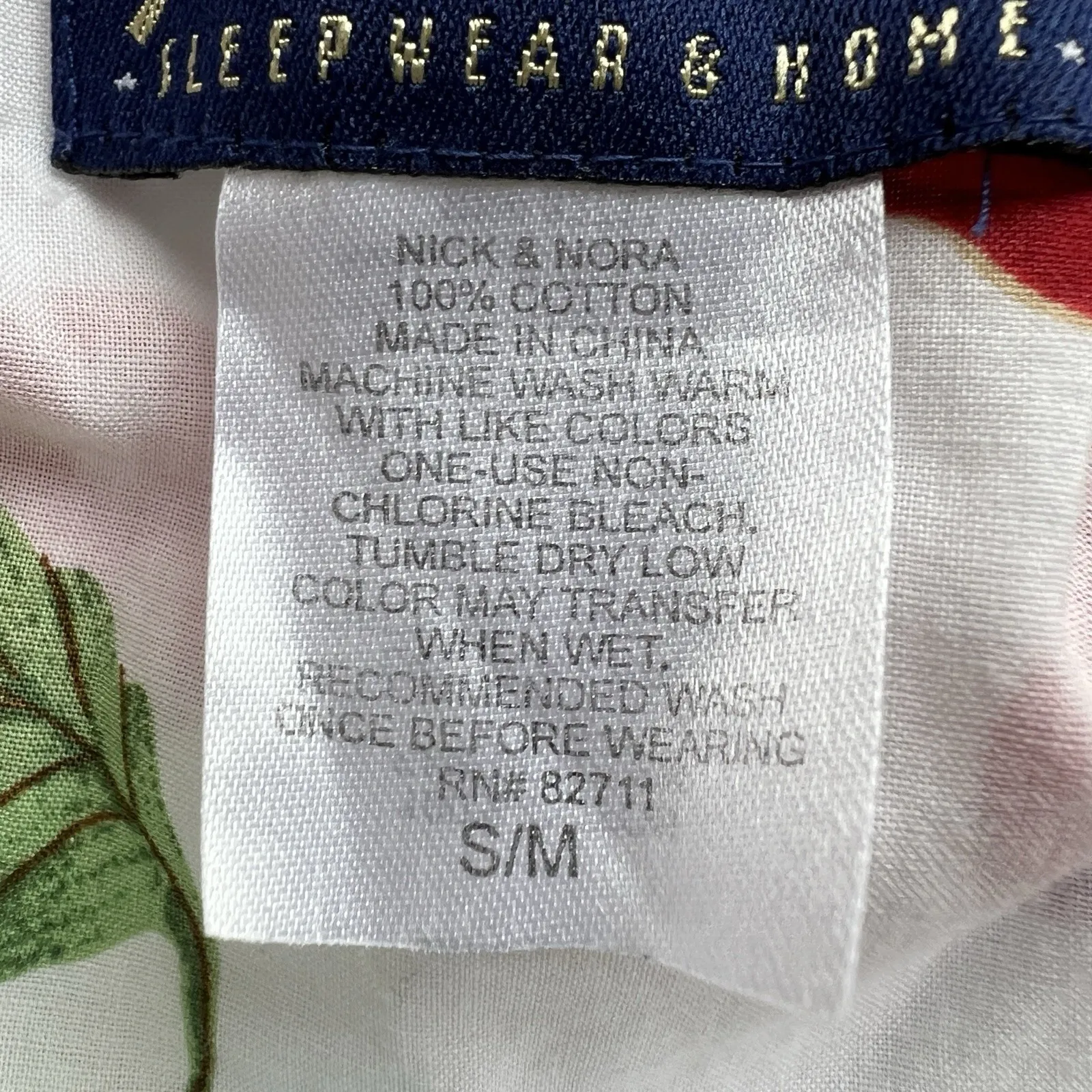 Nick & Nora Nightshirt S/M White Cherry Print Cotton‎ Button Front Sleep Shirt - Image 7