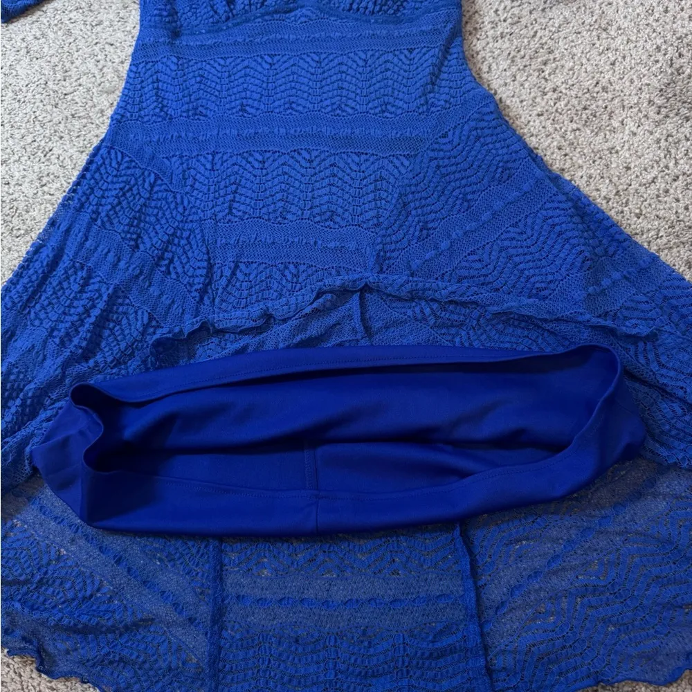 Rabbit Rabbit Rabbit Blue Crochet Lace Fit & Flare Midi Dress 3/4 Sleeve Women 6 - Image 9