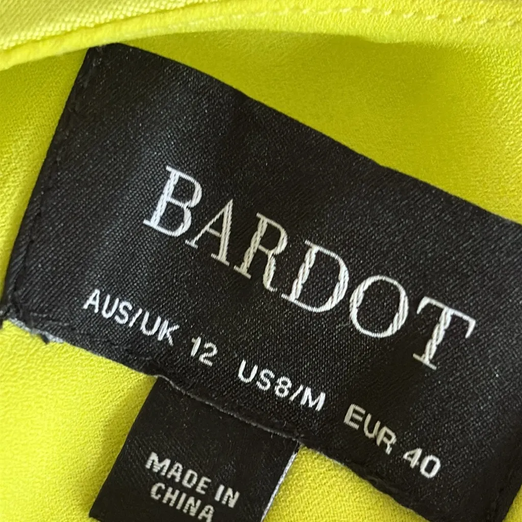 Revolve Bardot Sharnie Slip Dress Cowneck Midi in Satin Neon Green Size 8 M - Image 9