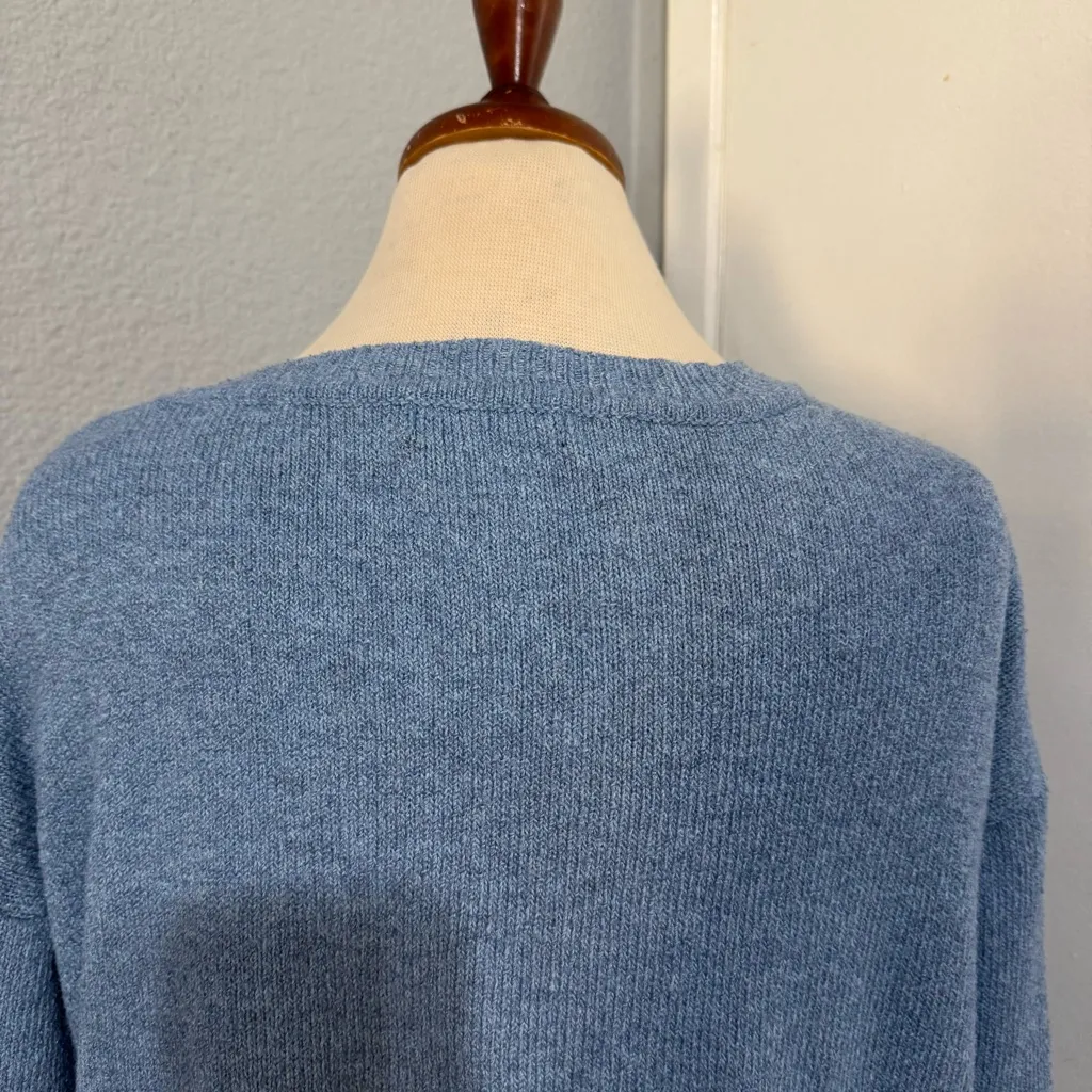Ellen Tracy Women Light Blue Knit Crew Neck Long Sleeve Relaxed Fit Sweater Sz M - Image 10