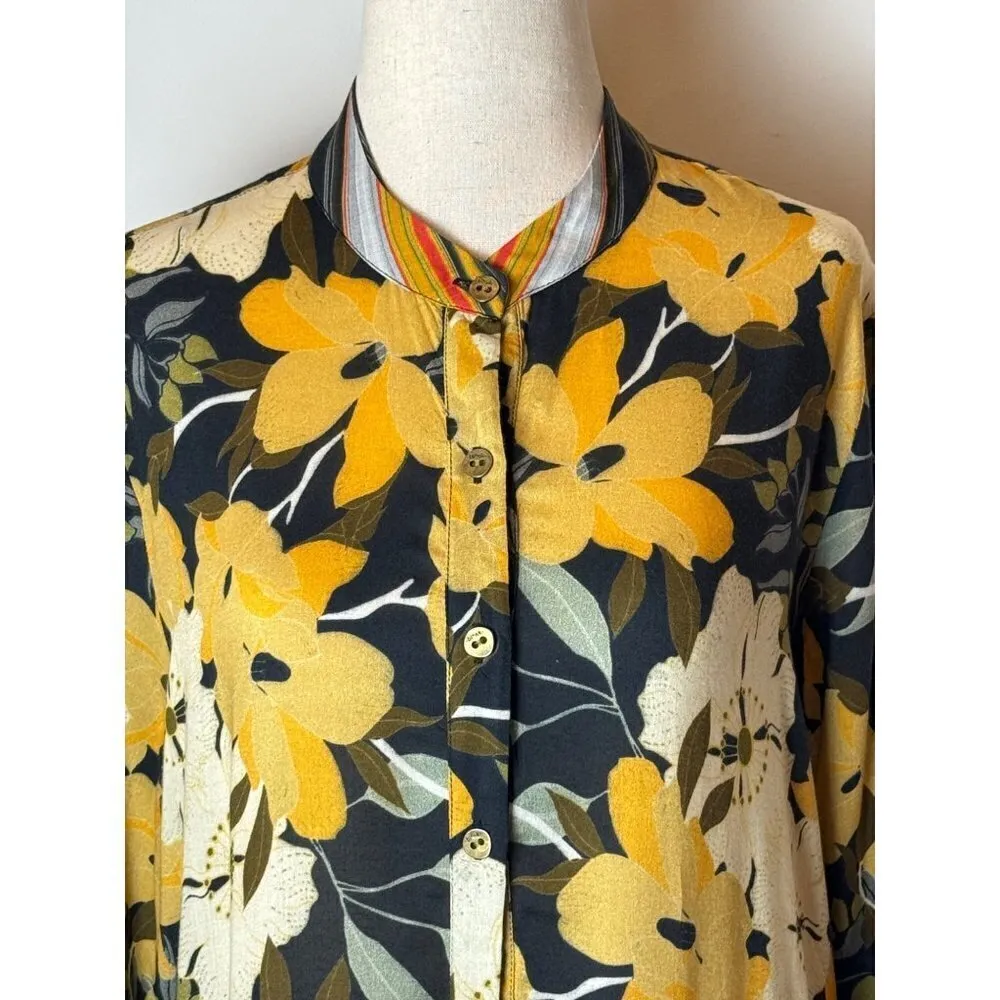 Anthropologie‎ Blank London Yellow Floral Button Front Hadley Tunic Dress XS - Image 8