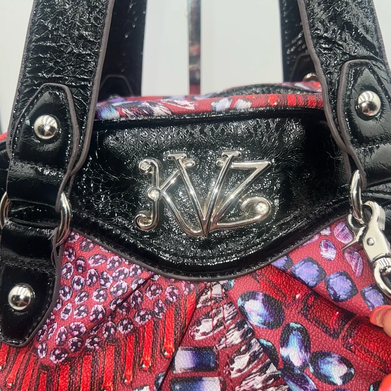 Kathy Van Zeeland Vintage Faux Leather shoulder bag With Key/Bag charm - Image 7